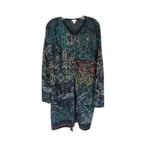 J. Jill Multicolor Long Sleeve Knit Long Maxi Sweater Cardigan Size Large